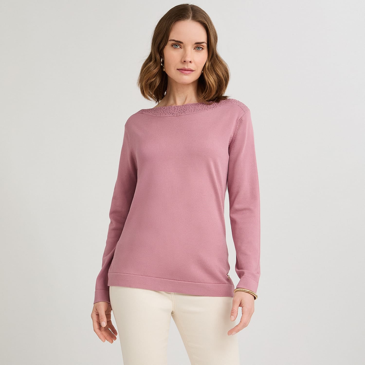 Sweater con Aplicación de Strass Rosado
